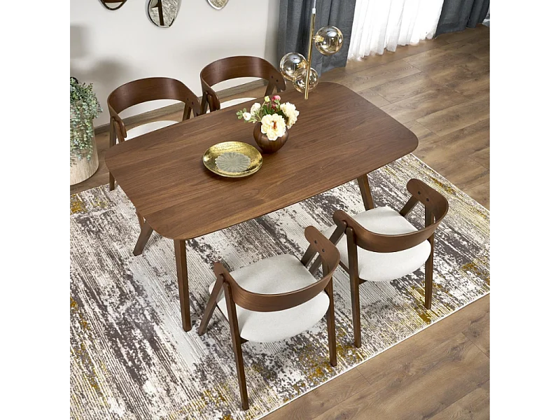 Mesa de comedor rectangular 160 cm con tablero y patas de nogal MIGUEL