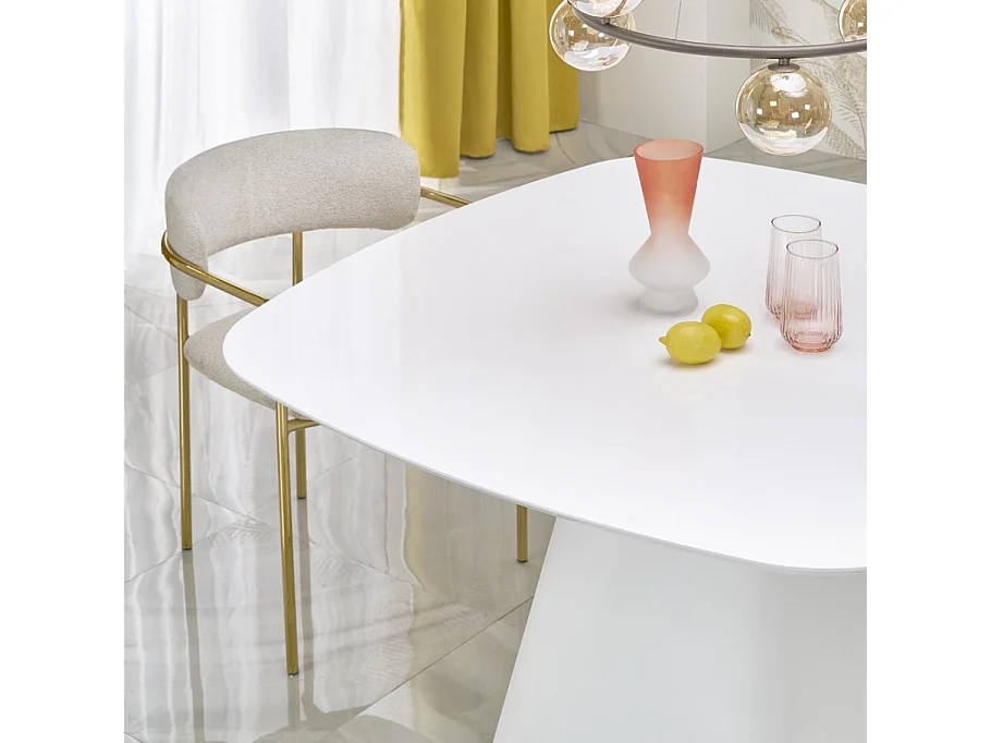 Mesa de comedor cuadrada FLAVIO 120 cm en lacado blanco alto brillo