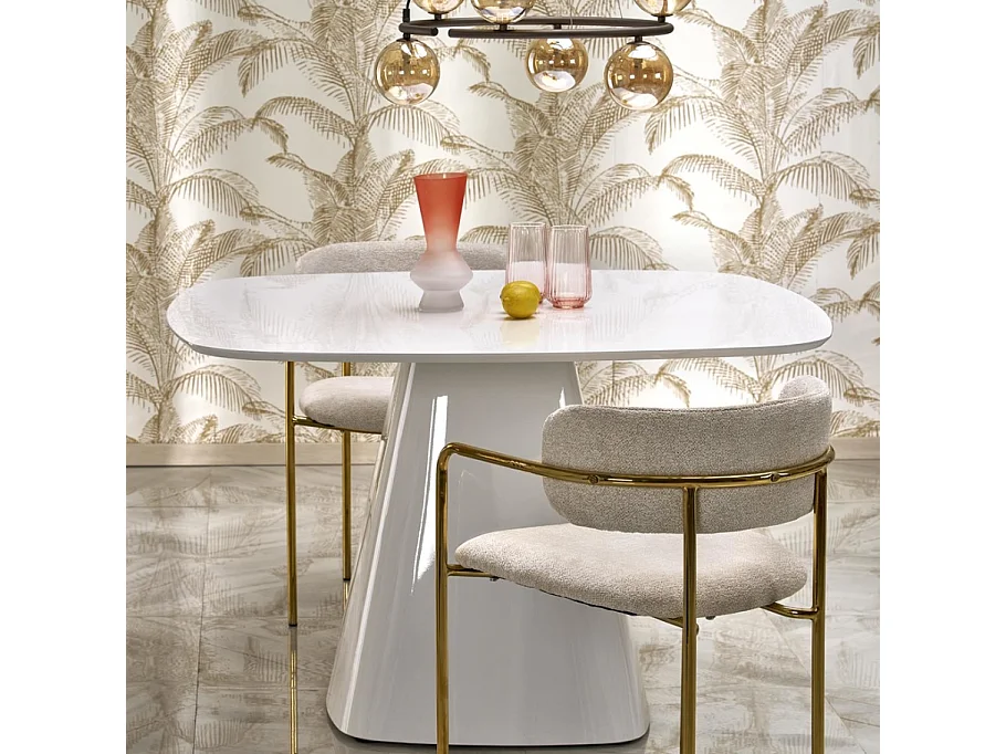 Mesa de comedor cuadrada FLAVIO 120 cm en lacado blanco alto brillo