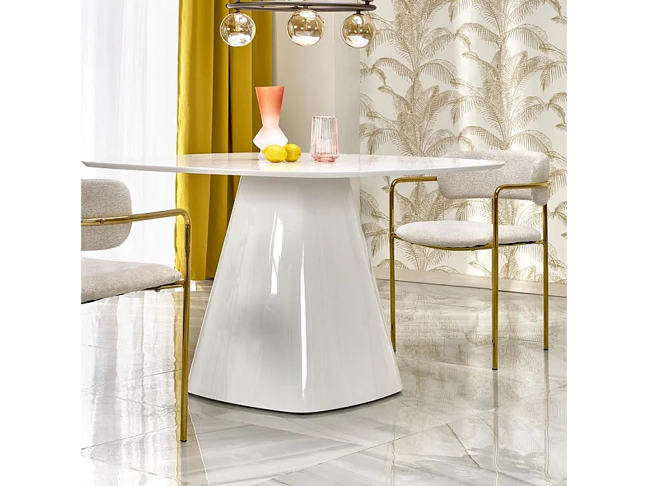 Mesa de comedor cuadrada FLAVIO 120 cm en lacado blanco alto brillo