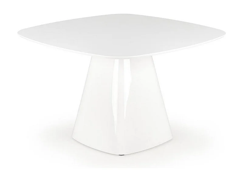 Table à manger carrée 120 cm laquée blanc brillant FLAVIO