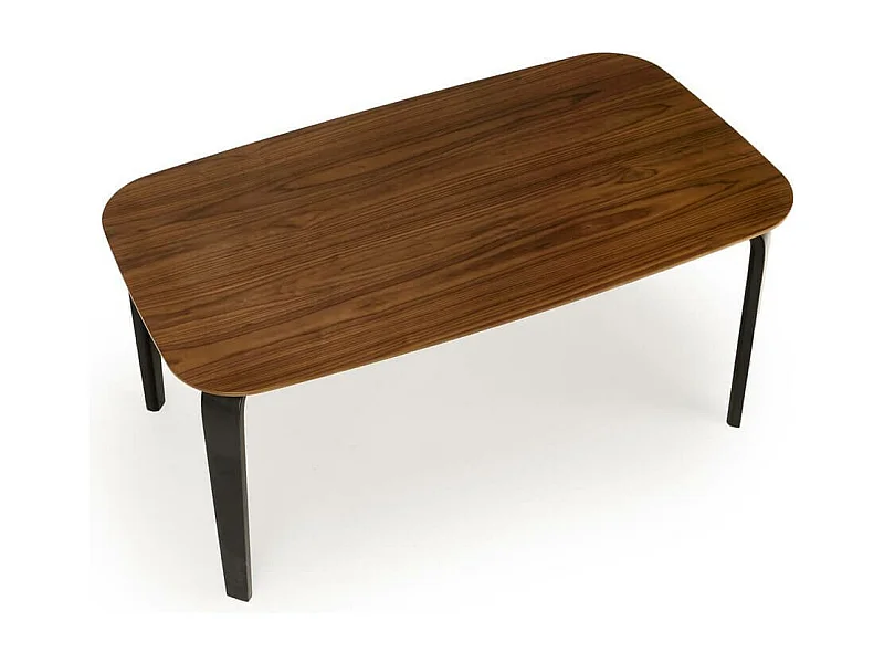 Tavolo da pranzo rettangolare da 160 cm con piano in noce e gambe in legno nero PEDRO