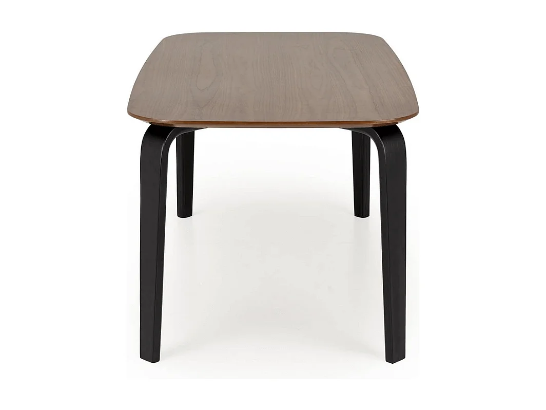 Table à manger rectangulaire 160 cm plateau en bois noyer et pieds en bois noir PEDRO