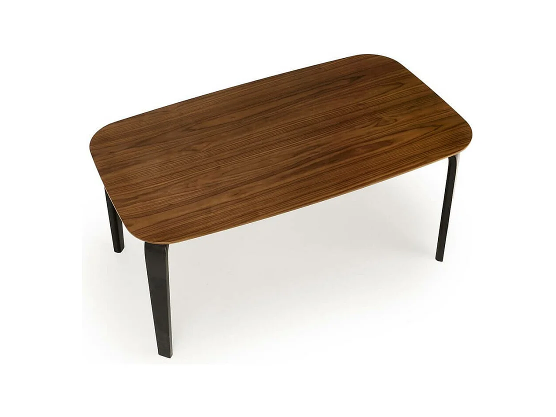 Table à manger rectangulaire 160 cm plateau en bois noyer et pieds en bois noir PEDRO