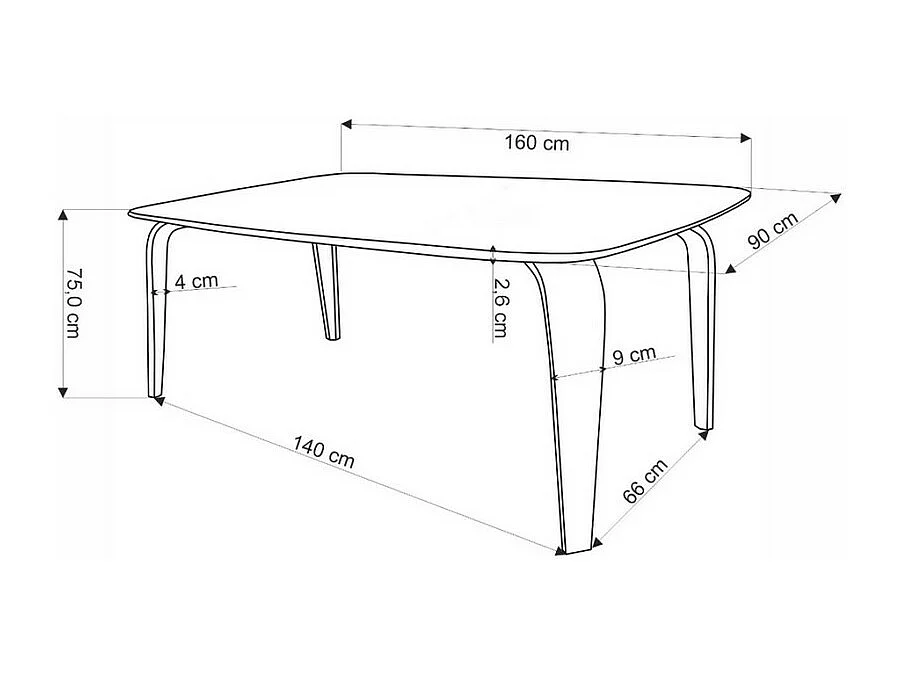 Table à manger rectangulaire 160 cm plateau en bois noyer et pieds en bois noir PEDRO
