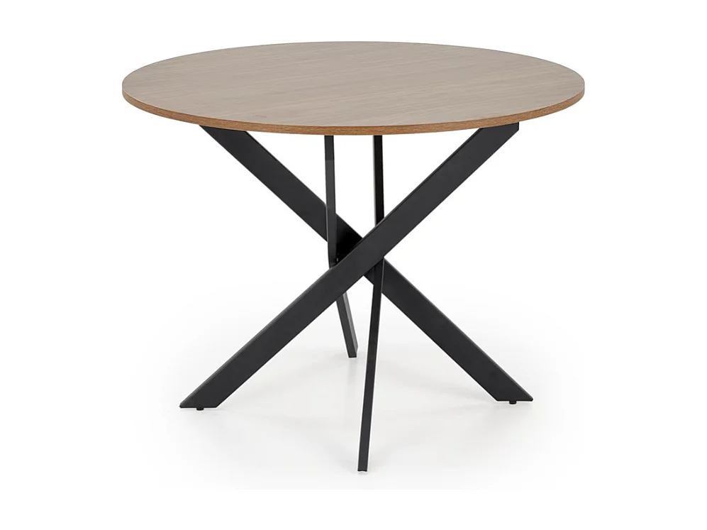 Table à manger ronde 100 cm plateau noix et pieds noir EDGAR