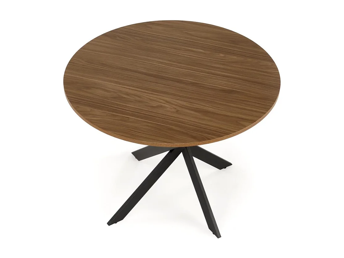 Table à manger ronde 100 cm plateau noix et pieds noir EDGAR