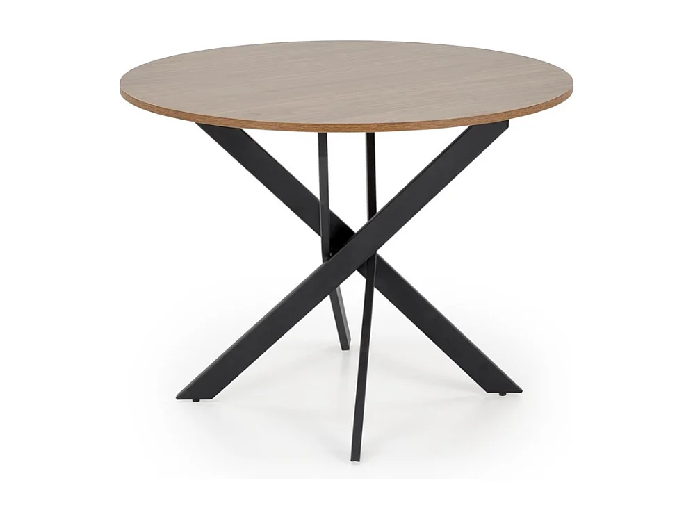 Table à manger ronde 100 cm plateau noix et pieds noir EDGAR