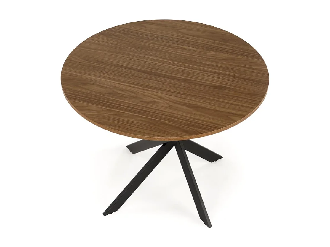 Table à manger ronde 100 cm plateau noix et pieds noir EDGAR