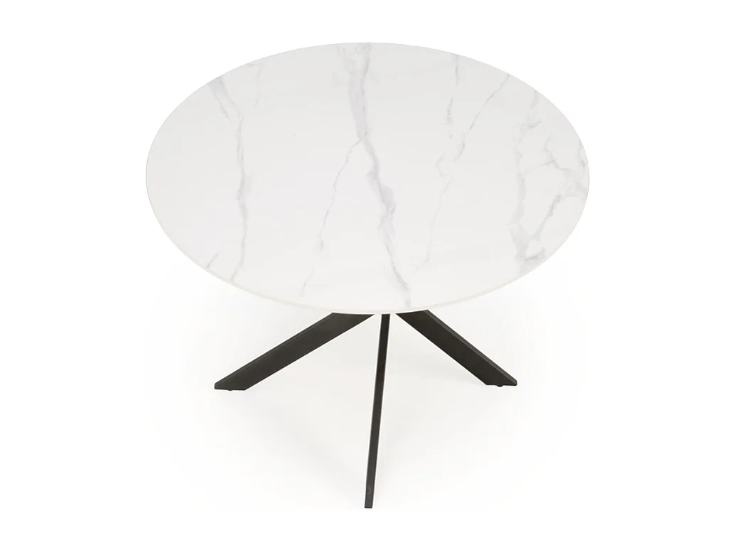 Tavolo da pranzo rotondo da 100 cm con piano in marmo bianco e gambe nere EDGAR 2