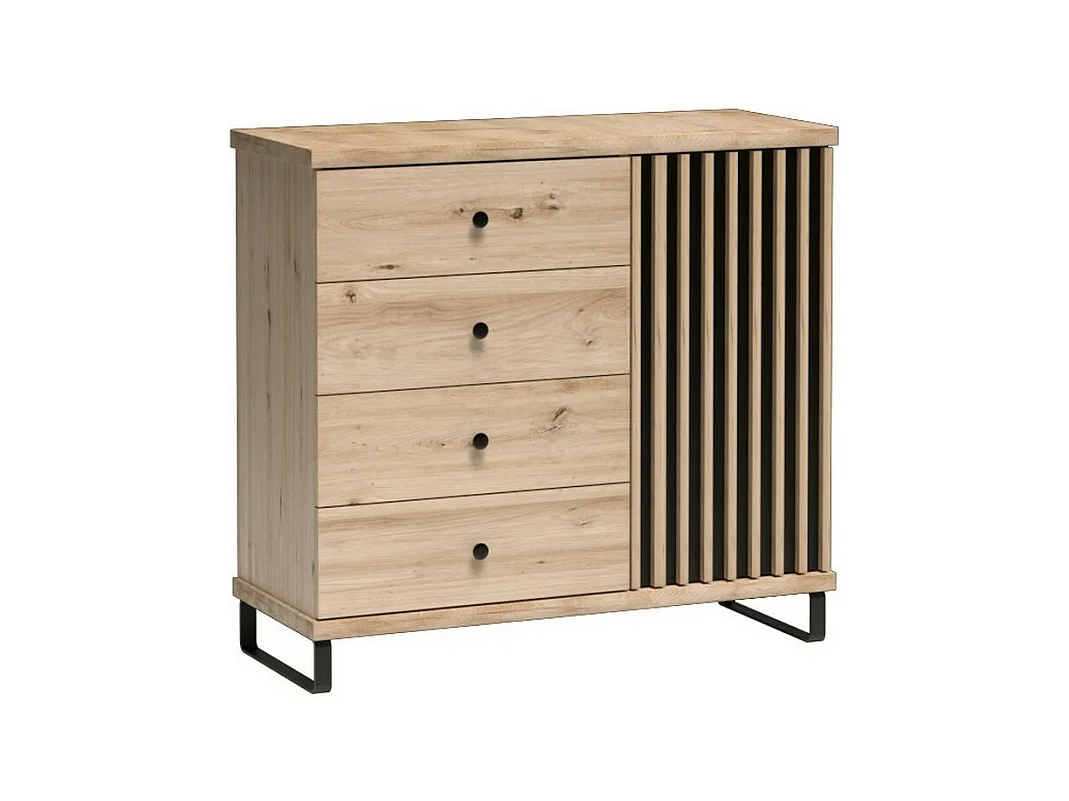 Commode aspect chêne avec pieds en métal noir Hendall