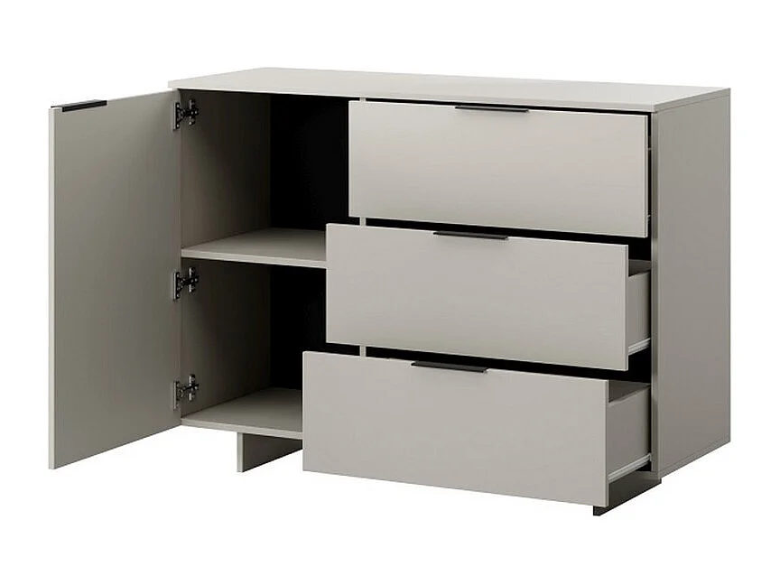 Bahut beige 1 porte 3 tiroirs - 120cm Jude