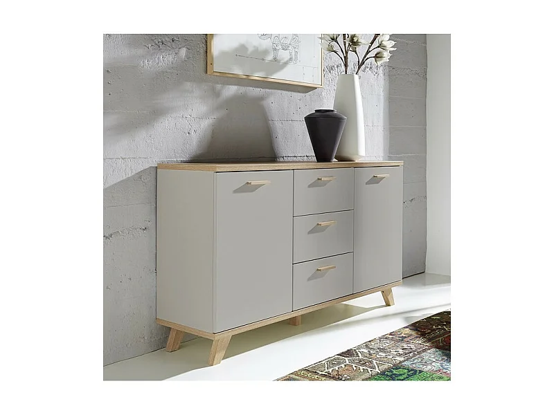 Credenza scandinava Elsborg a 2 ante e 3 cassetti di colore grigio