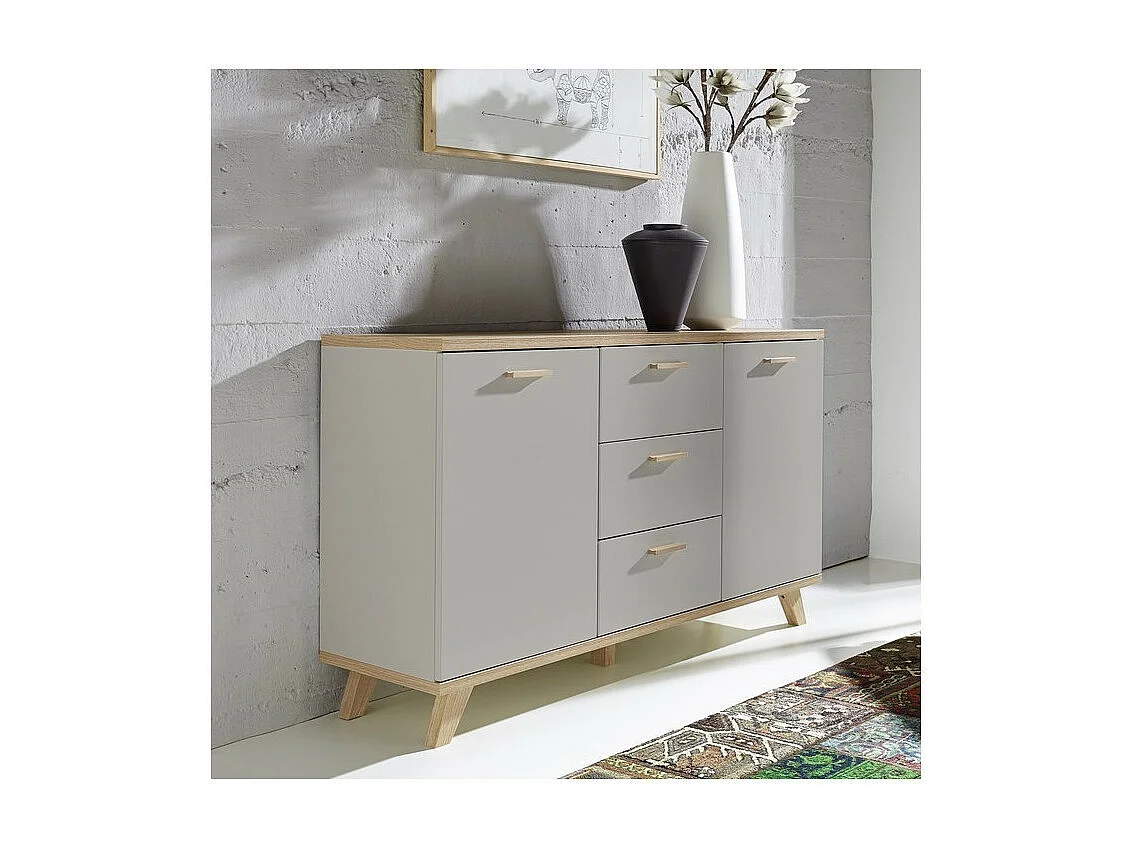 Credenza scandinava Elsborg a 2 ante e 3 cassetti di colore grigio