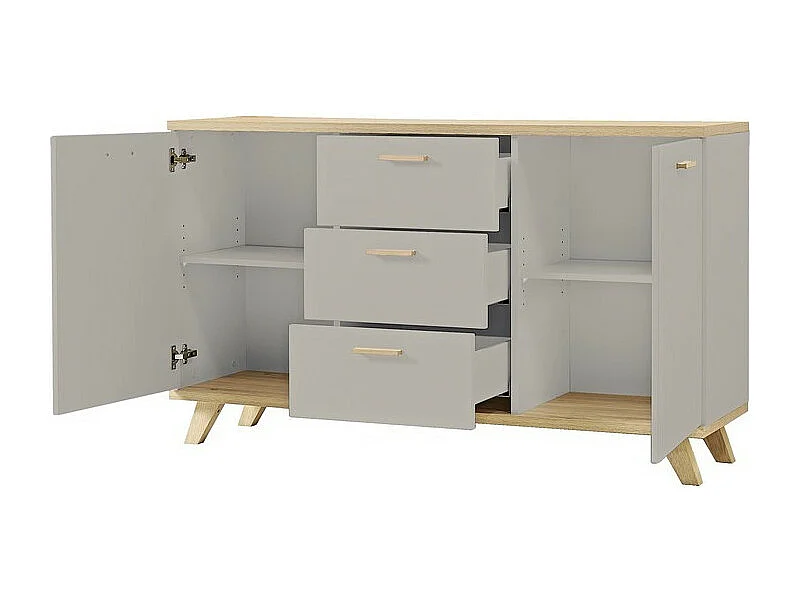 Credenza scandinava Elsborg a 2 ante e 3 cassetti di colore grigio