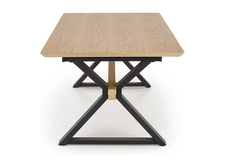 Table à manger extensible 180 - 300 cm en bois naturel et pieds en métal noir HENRY