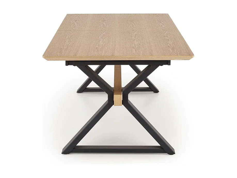 Tavolo da pranzo allungabile 180 - 300 cm in legno naturale con gambe in metallo nero HENRY