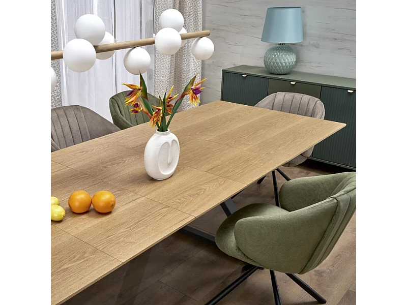 Tavolo da pranzo allungabile 180 - 300 cm in legno naturale con gambe in metallo nero HENRY