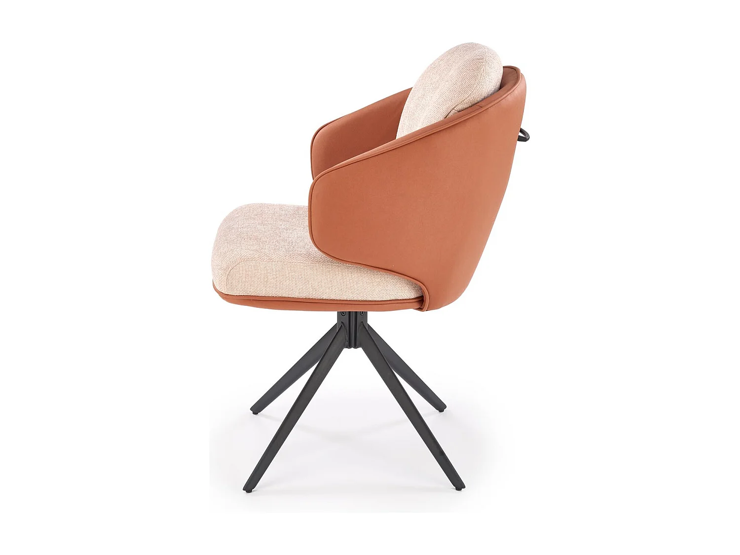 Chaise pivotante design en éco-cuir marron et tissu beige Acoro