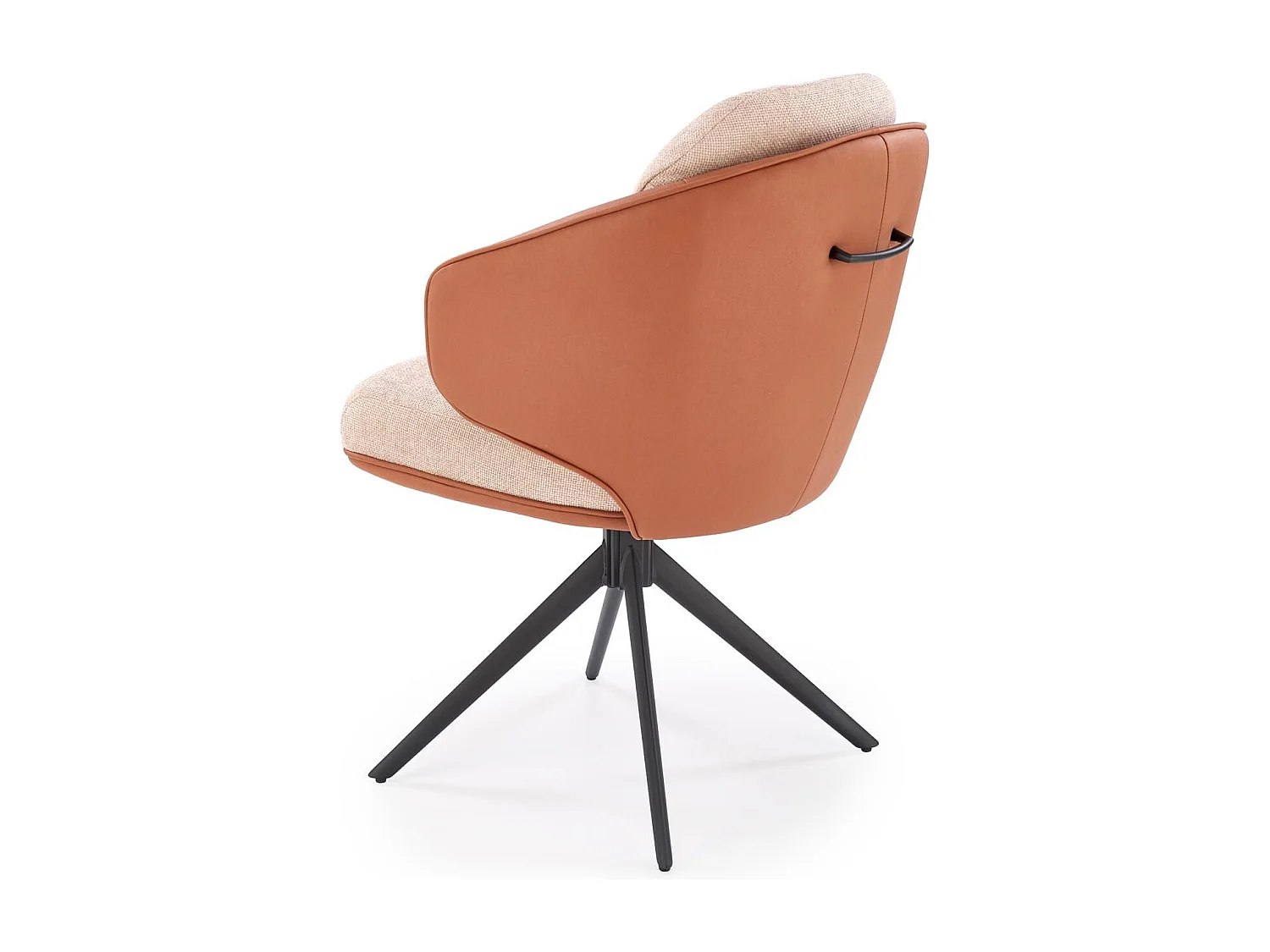 Chaise pivotante design en éco-cuir marron et tissu beige Acoro