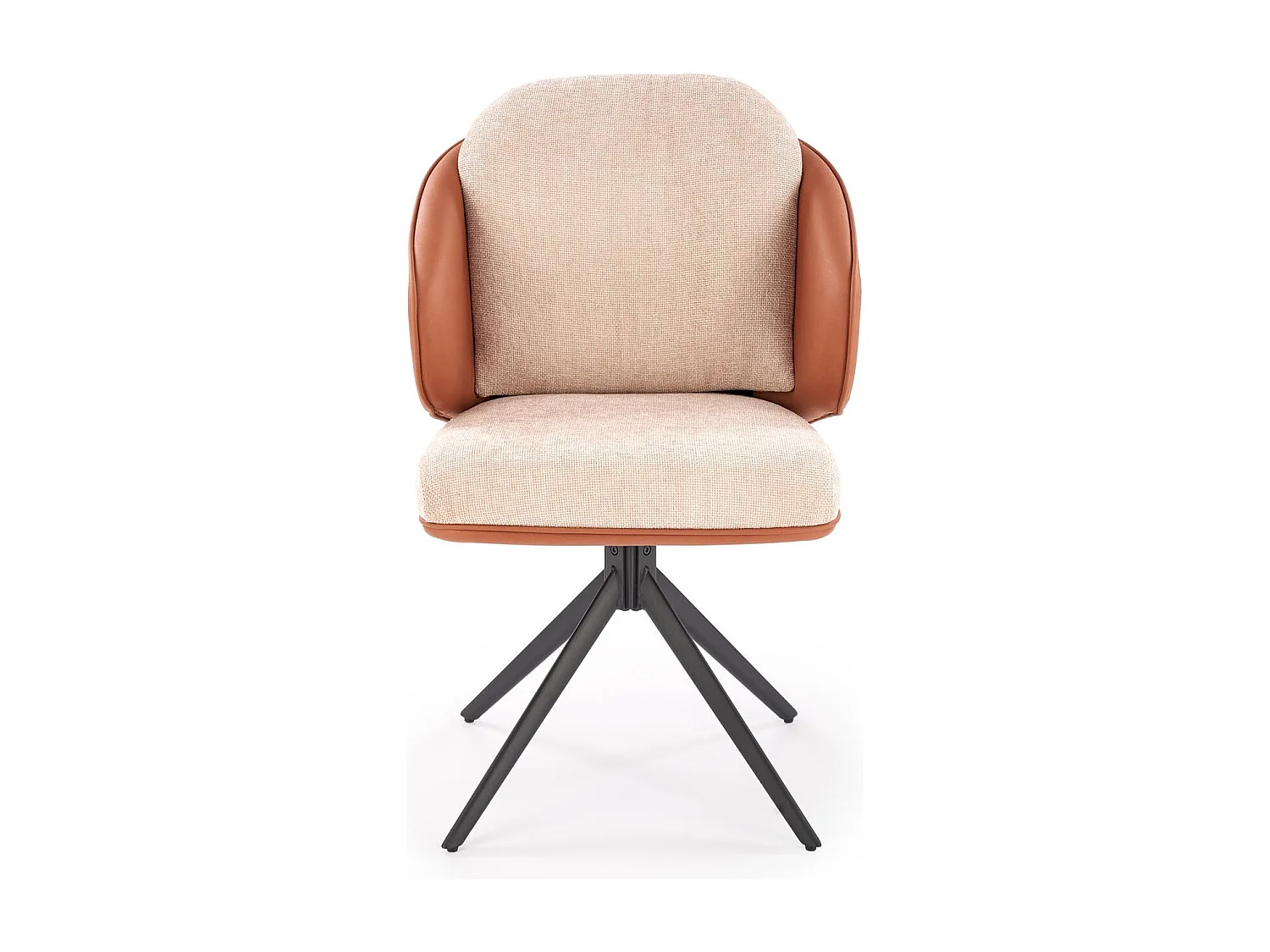 Chaise pivotante design en éco-cuir marron et tissu beige Acoro