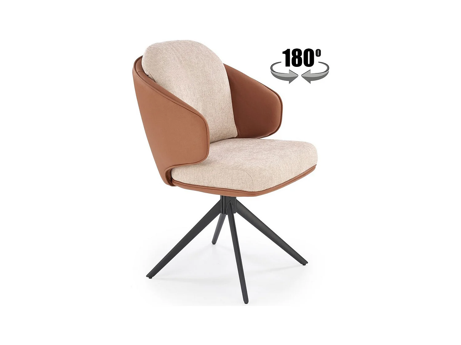 Chaise pivotante design en éco-cuir marron et tissu beige Acoro