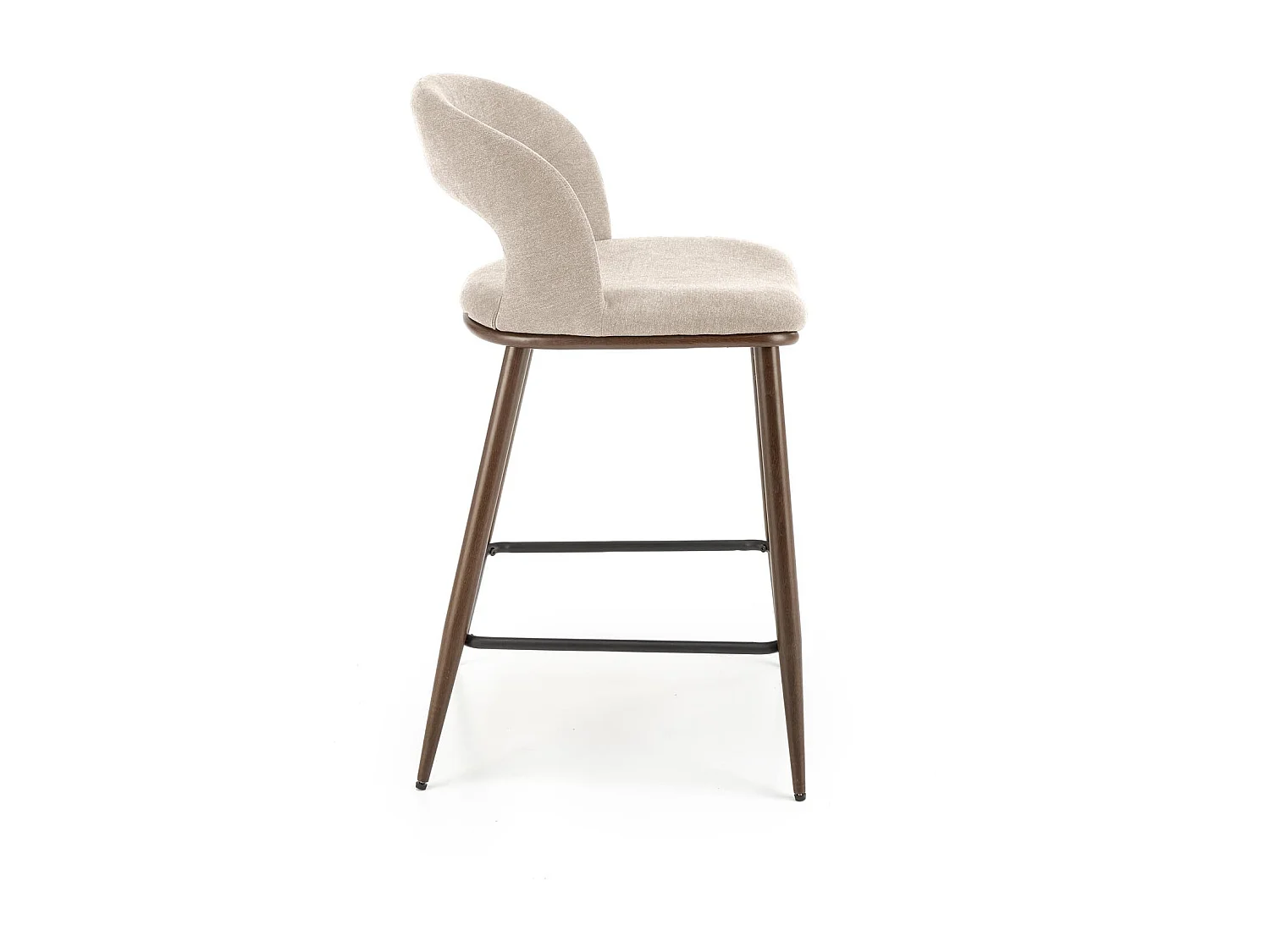 Chaise de bar en tissu beige avec pieds en métal aspect noyer Souad