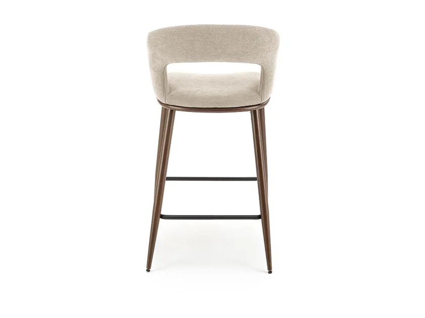Chaise de bar en tissu beige avec pieds en métal aspect noyer Souad