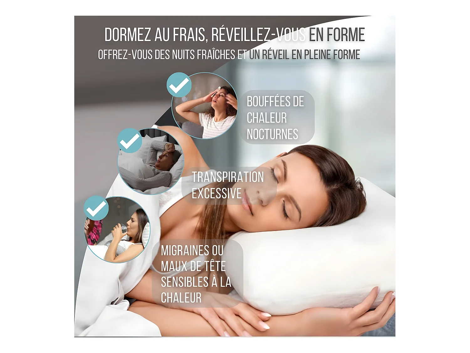 Almohada Gel Refrescante Rectangular 60x40, Doble Cara, Ergonómica, Espuma de Memoria - ConfortGel