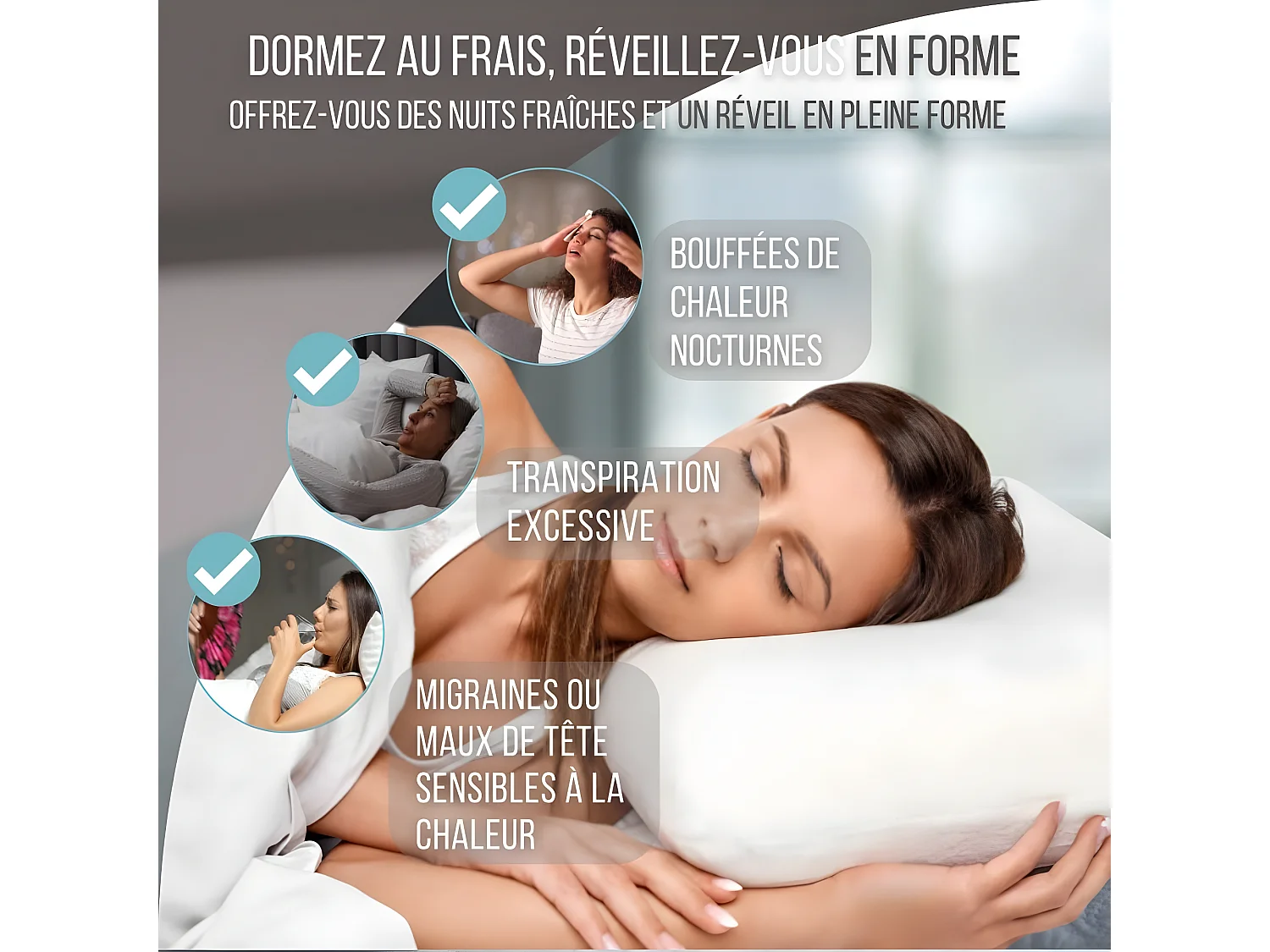 Cuscino Gel Rinfrescante Rettangolare 60x40, Doppio Lato, Ergonomico, Memory Foam - ConfortGel