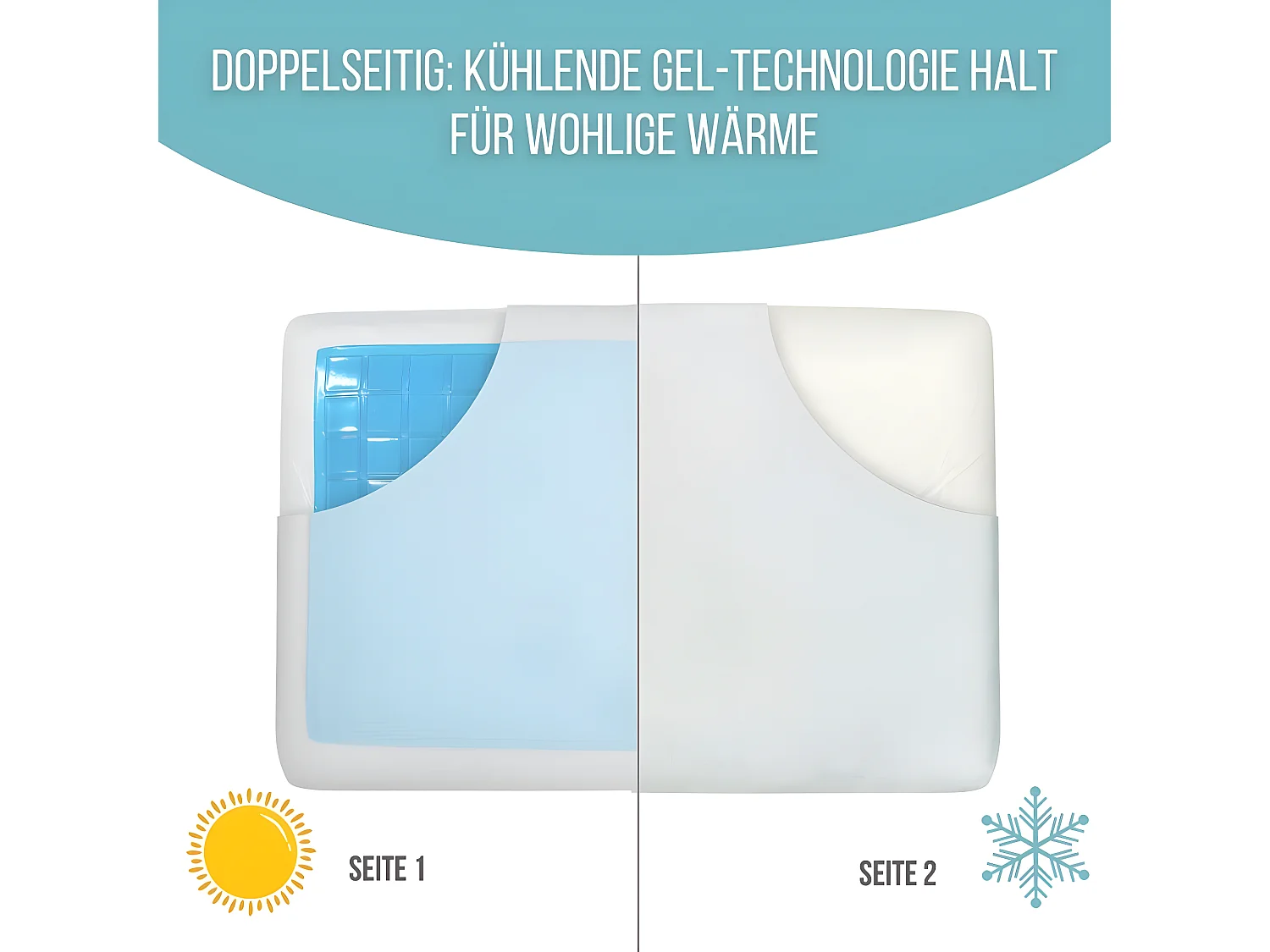 Cuscino Gel Rinfrescante Rettangolare 60x40, Doppio Lato, Ergonomico, Memory Foam - ConfortGel