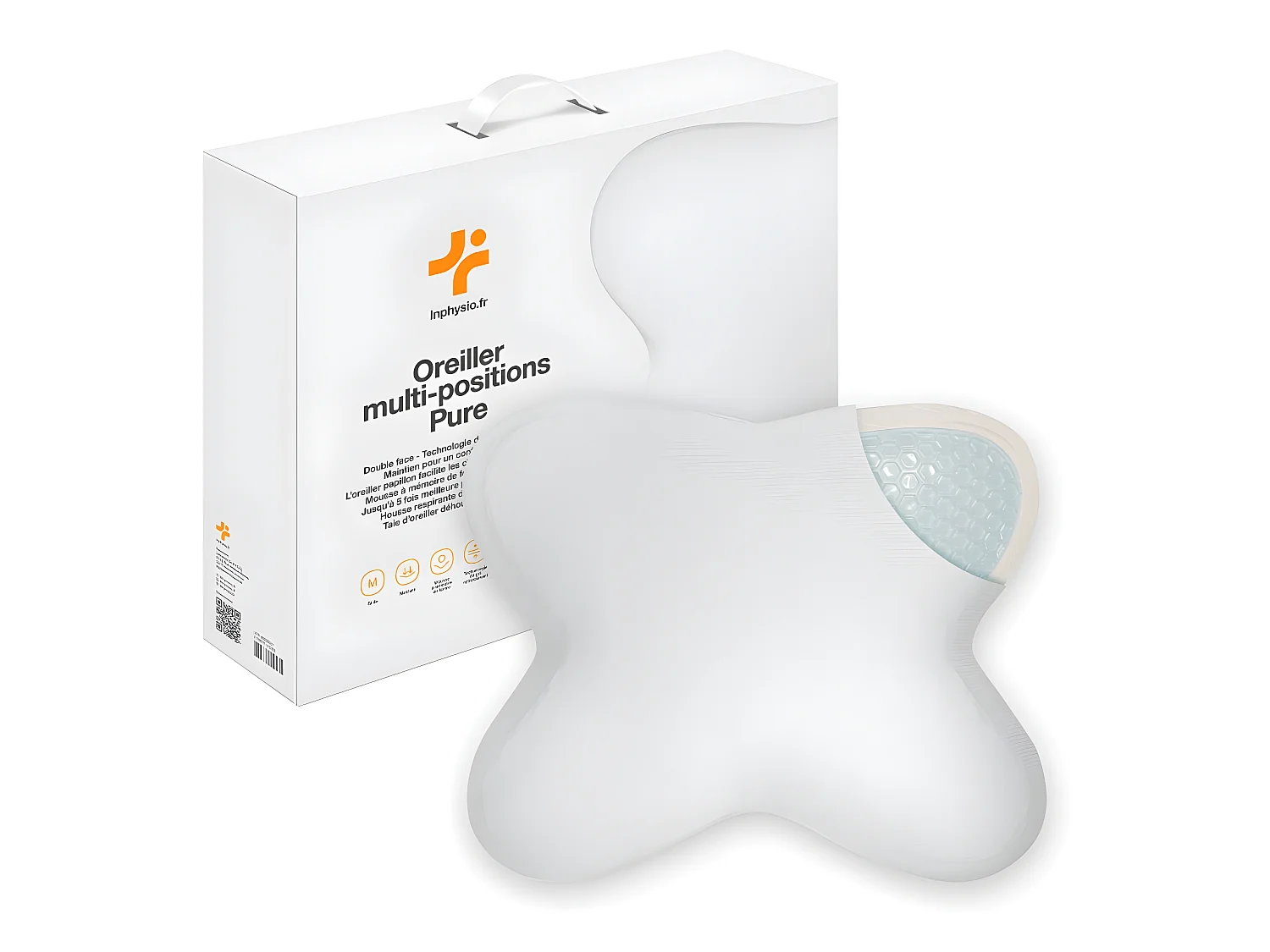 Kühlendes Schmetterlingskissen 53x43, Doppelseitig, Gelkühlung, Memory-Schaum - PURE