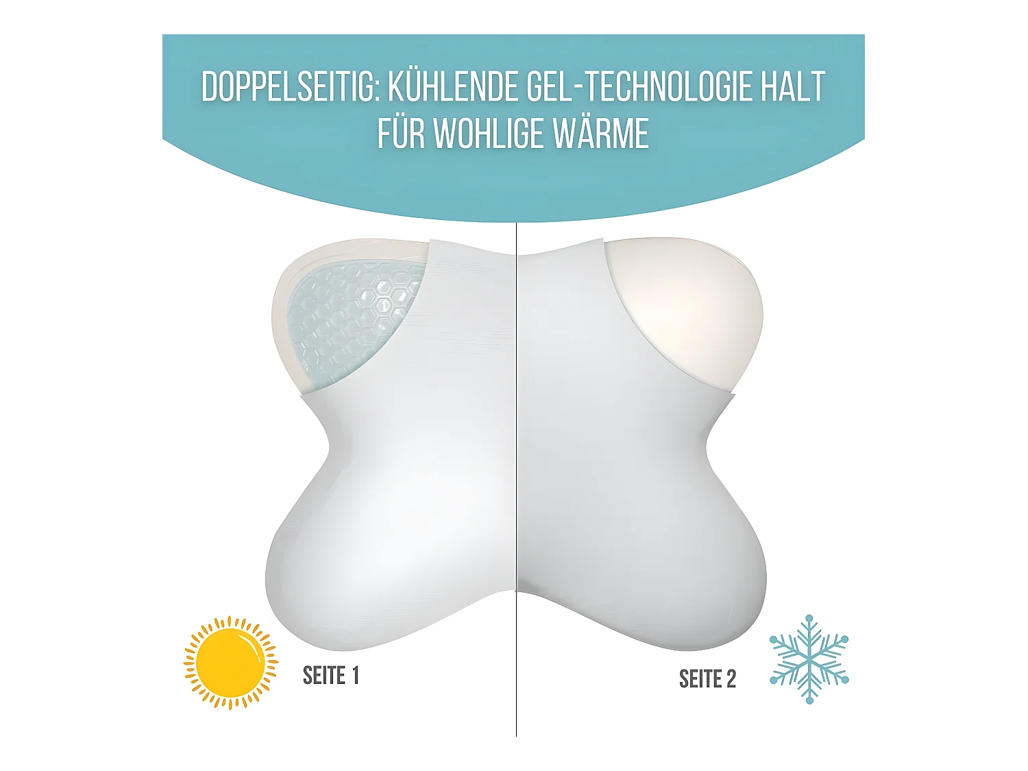 Almohada Mariposa Refrescante 53x43, Doble Cara, Gel Refrescante, Espuma de Memoria - PURE