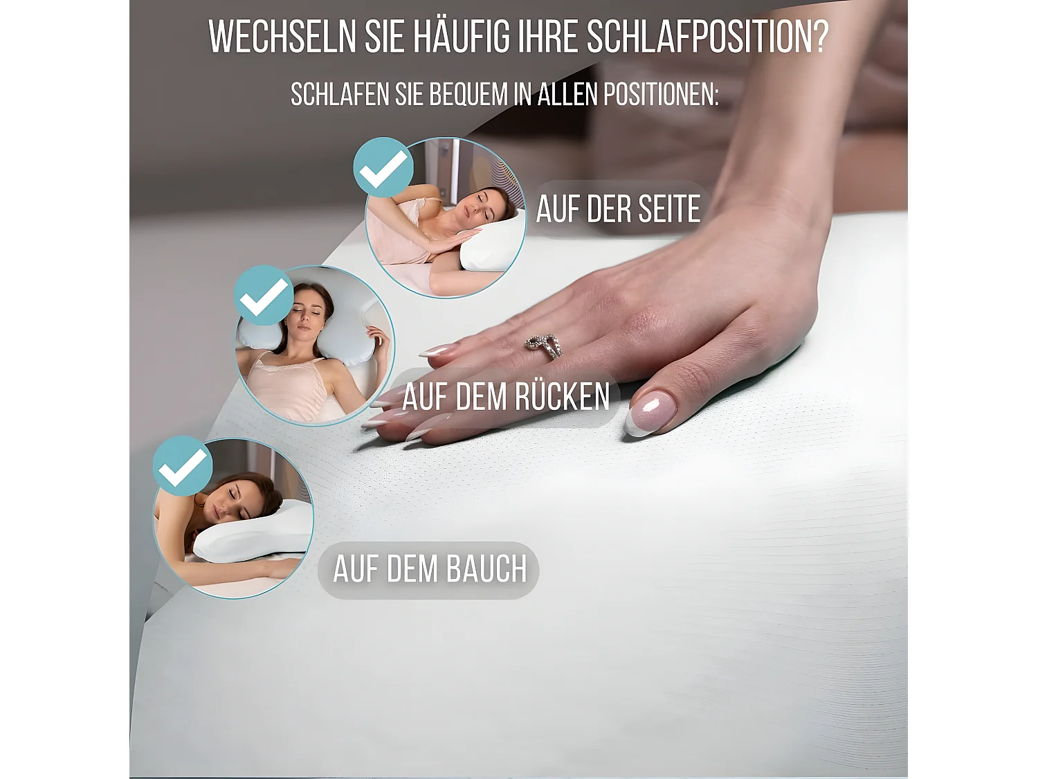 Cuscino Farfalla Piatto 56x46, Memory Foam, Profilo Basso 10 cm, Multi-posizione, Fodera in Cotone