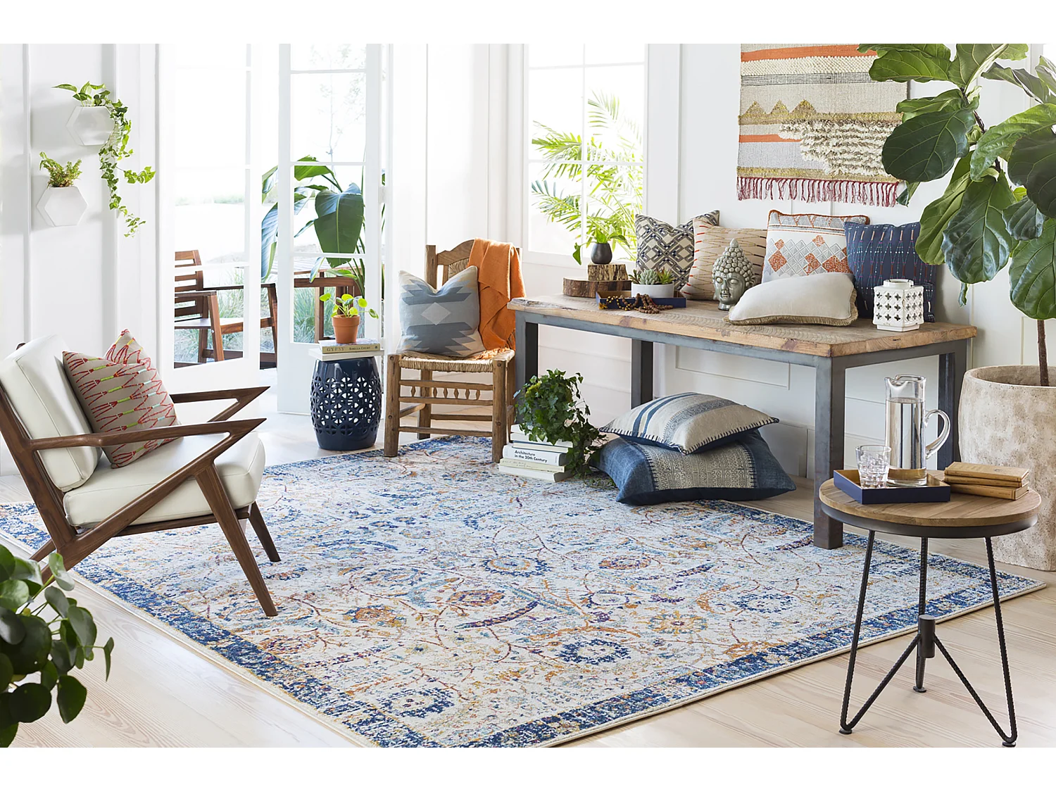 Tapis Vintage Oriental - Multicolore/Bleu - 160x220cm - KUSH