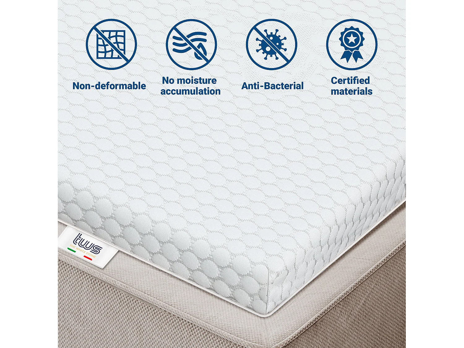 Surmatelas en mousse à mémoire de forme pour matelas double | Surmatelas de 6 cm | Surmatelas déhoussable | Antibactérien et antifongique | 135 x 175