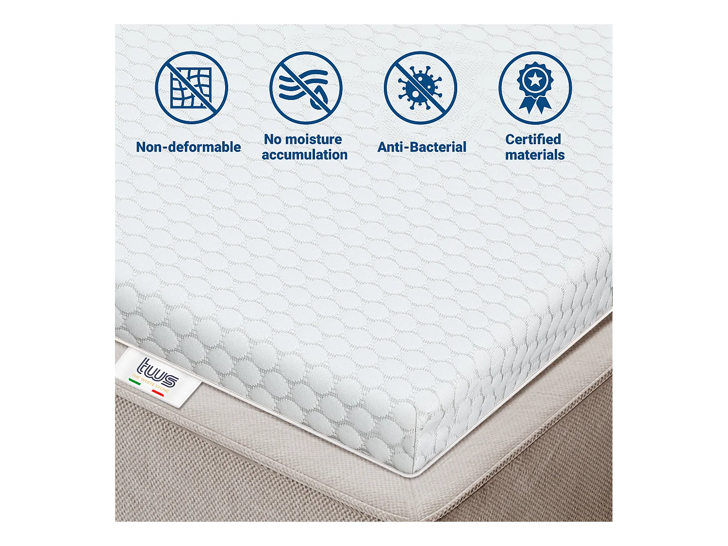 Surmatelas en mousse à mémoire de forme pour matelas double | Surmatelas de 6 cm | Surmatelas déhoussable | Antibactérien et antifongique | 145 x 190