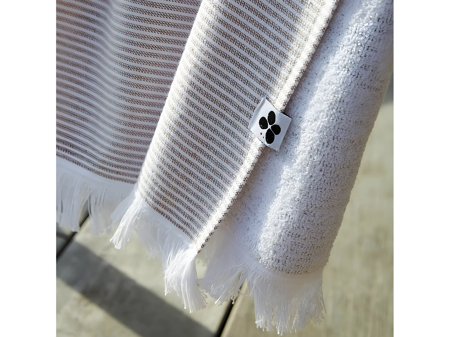 AMAL - Fouta Coton tissé + éponge 95 x 180 cm Coloris Corail