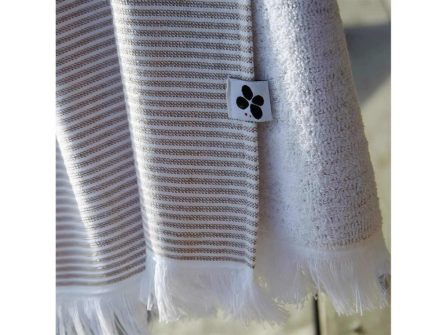 AMAL - Fouta Coton tissé + éponge 95 x 180 cm Coloris Corail