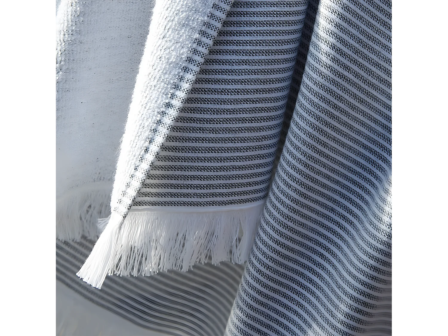 AMAL - Fouta Coton tissé + éponge 95 x 180 cm Coloris Galet