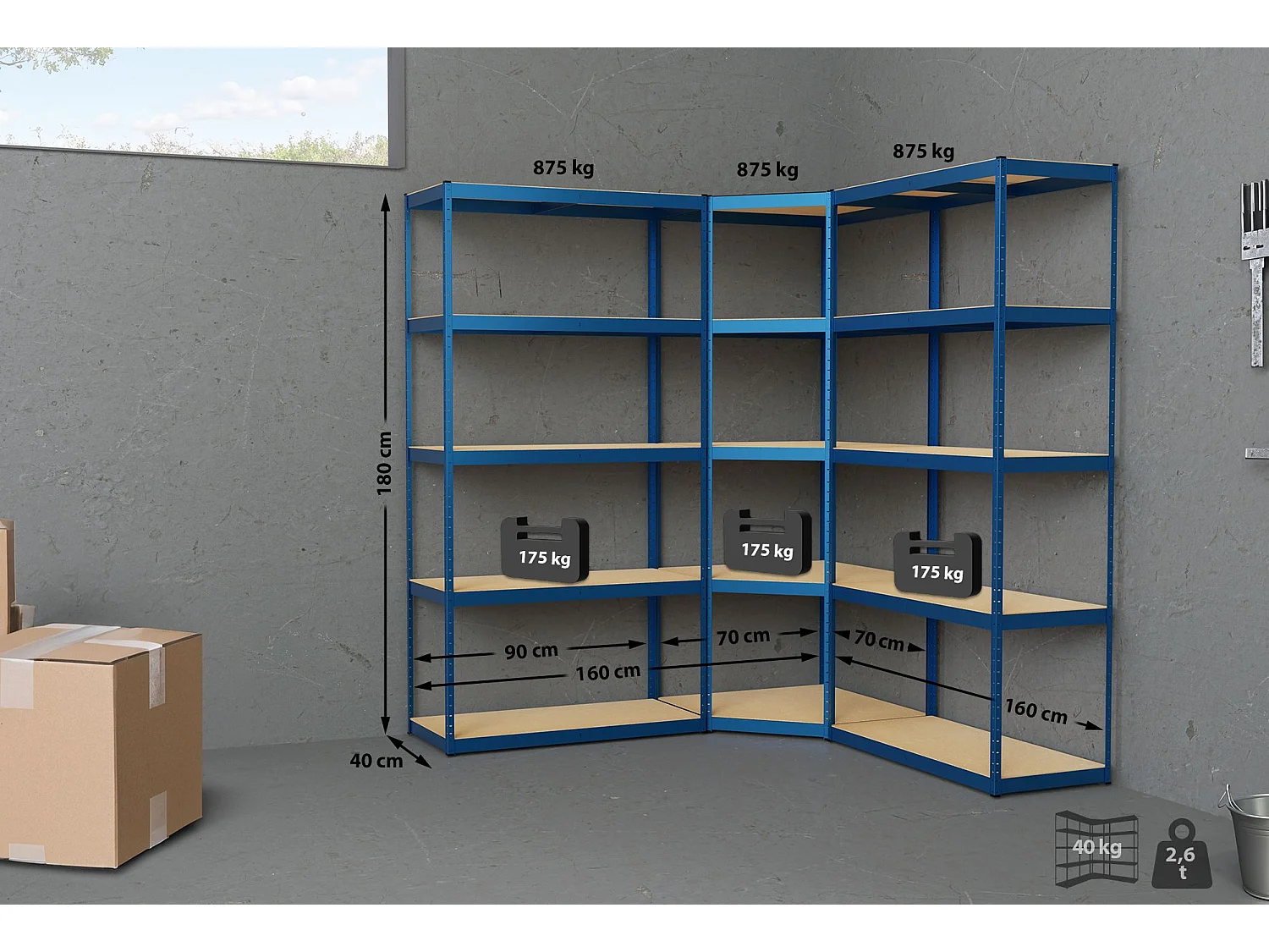 Système d'étagères 3 places