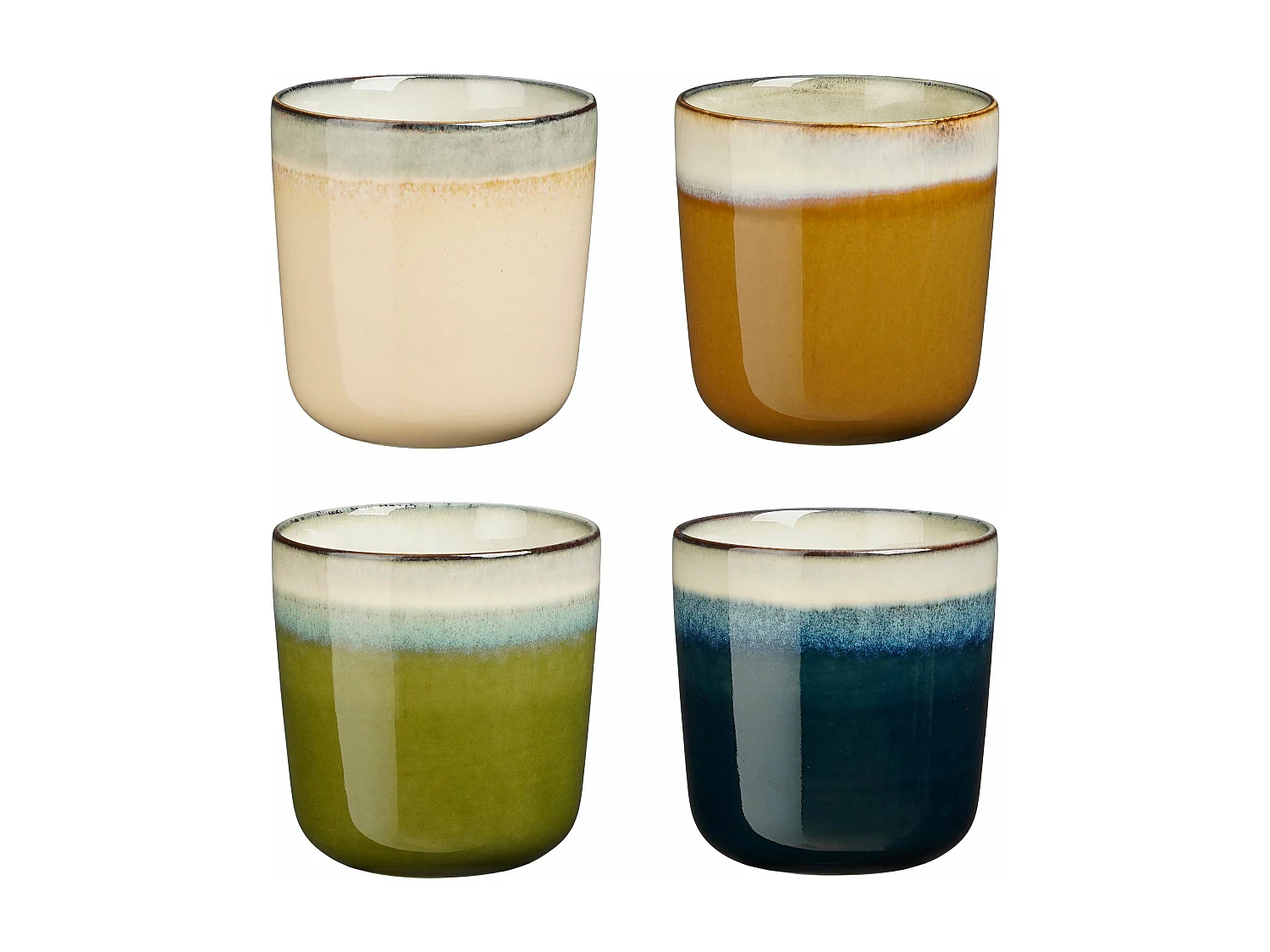 Taza de Gres - 8 x 8 x 9 - Beige, marrón, verde, azul oscuro - TANZI