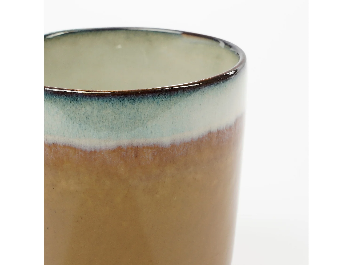 Taza de Gres - 8 x 8 x 9 - Beige, marrón, verde, azul oscuro - TANZI