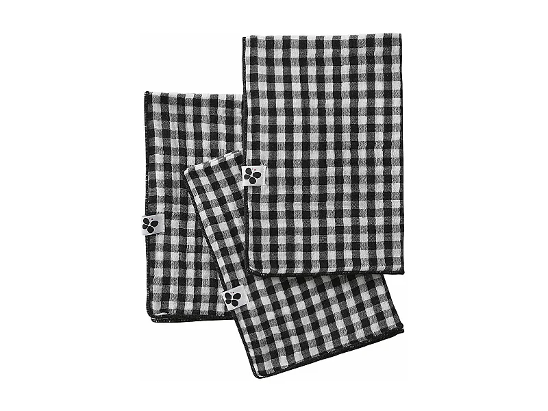 JOEL - Lot de 3 Serviettes 40x40cm Gaze de Coton Vichy Coloris Truffe