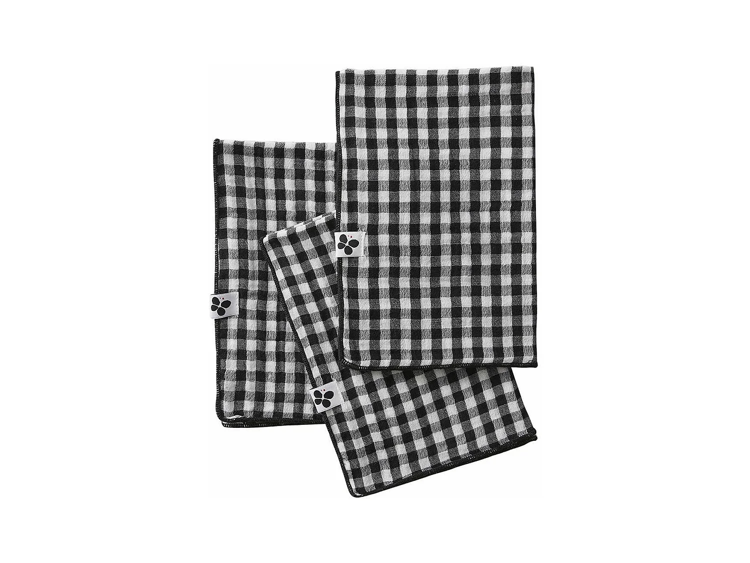 JOEL - Lot de 3 Serviettes 40x40cm Gaze de Coton Vichy Coloris Truffe