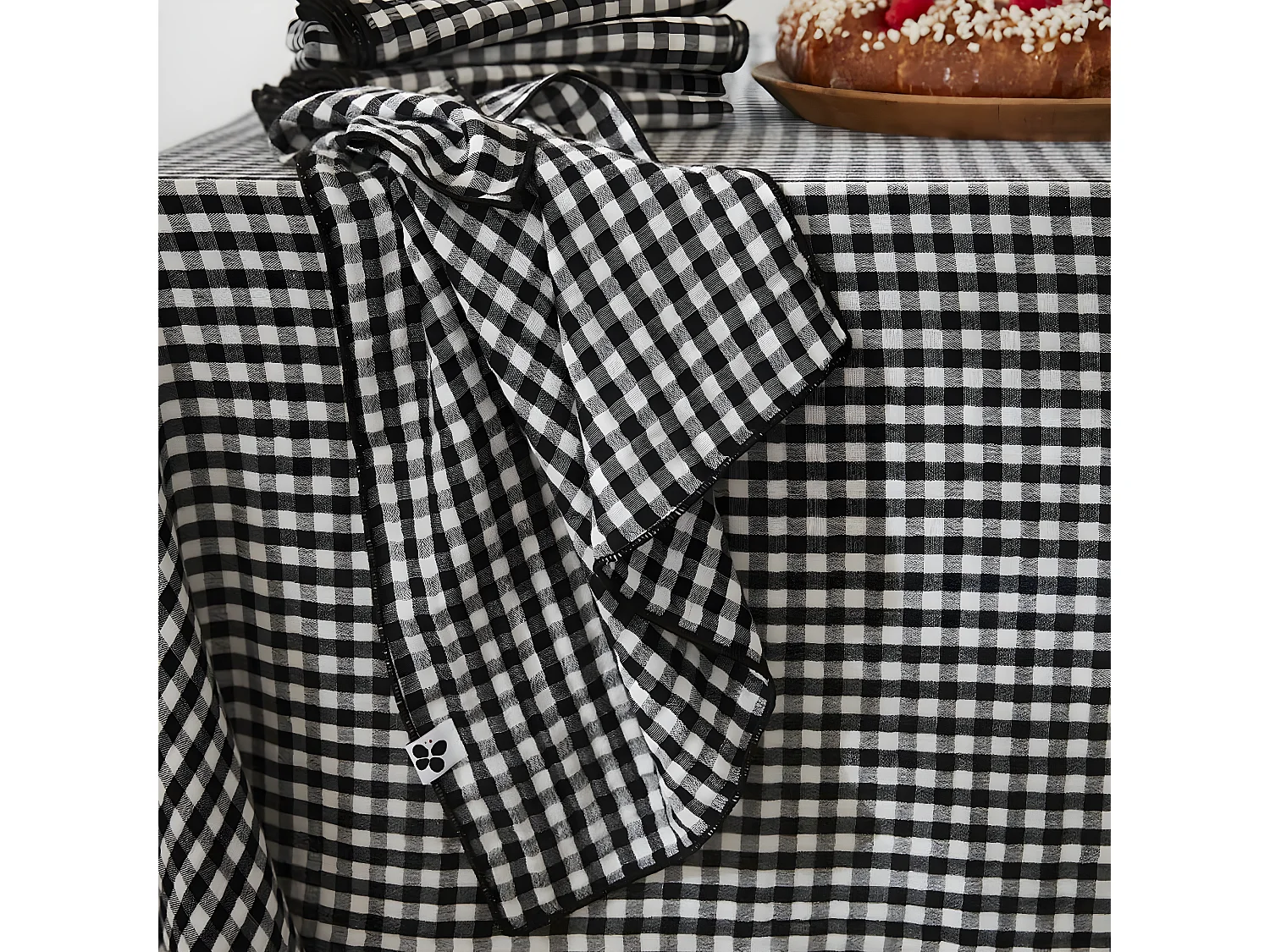 JOEL - Lot de 3 Serviettes 40x40cm Gaze de Coton Vichy Coloris Truffe