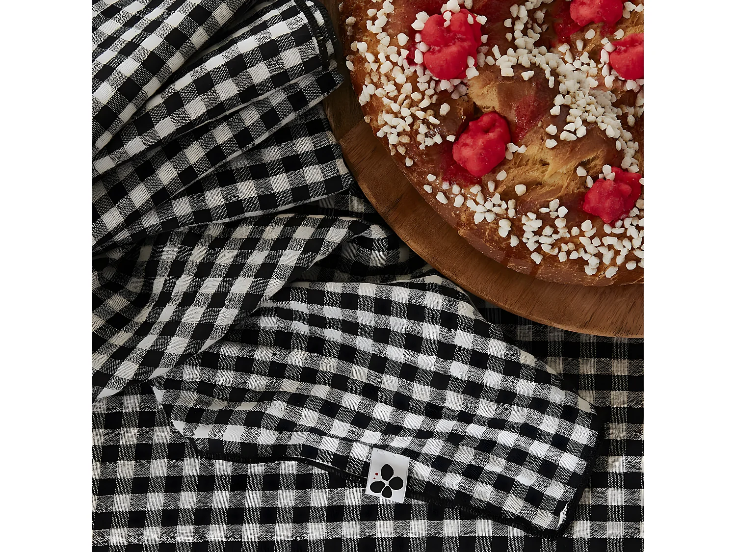 JOEL - Lot de 3 Serviettes 40x40cm Gaze de Coton Vichy Coloris Truffe