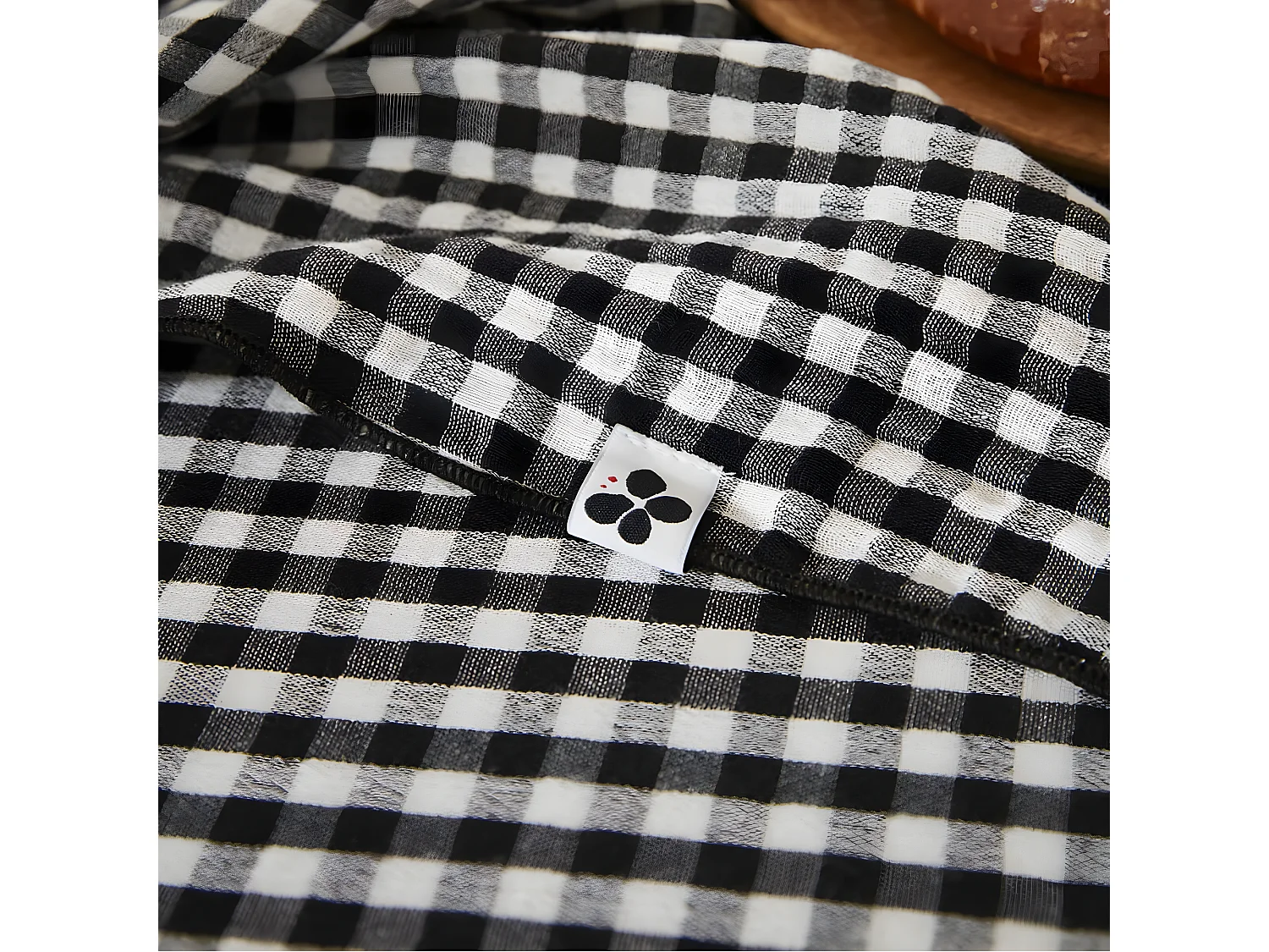 JOEL - Lot de 3 Serviettes 40x40cm Gaze de Coton Vichy Coloris Truffe