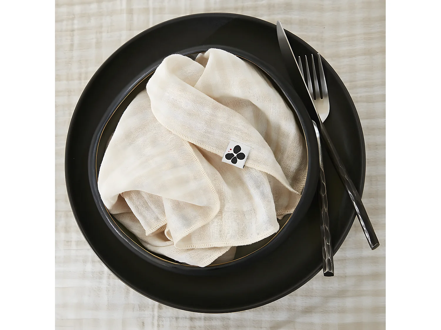 JOEL - Lot de 3 Serviettes 40x40cm Gaze de Coton Vichy Coloris Pampa