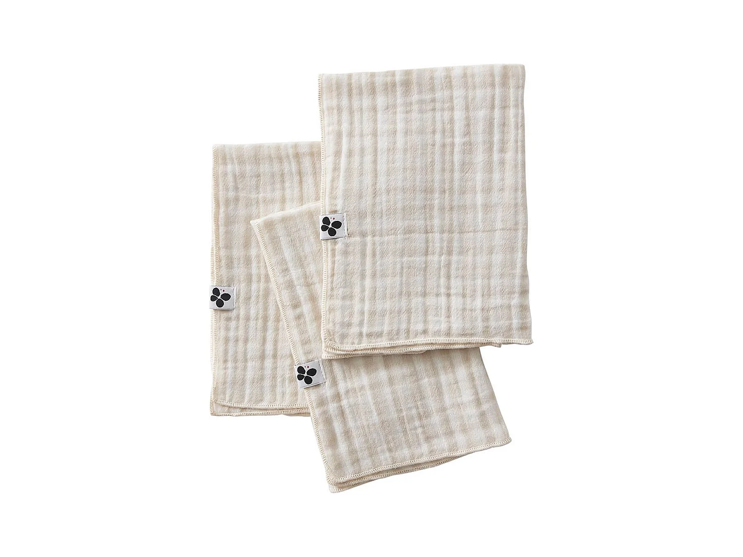 JOEL - Lot de 3 Serviettes 40x40cm Gaze de Coton Vichy Coloris Pampa